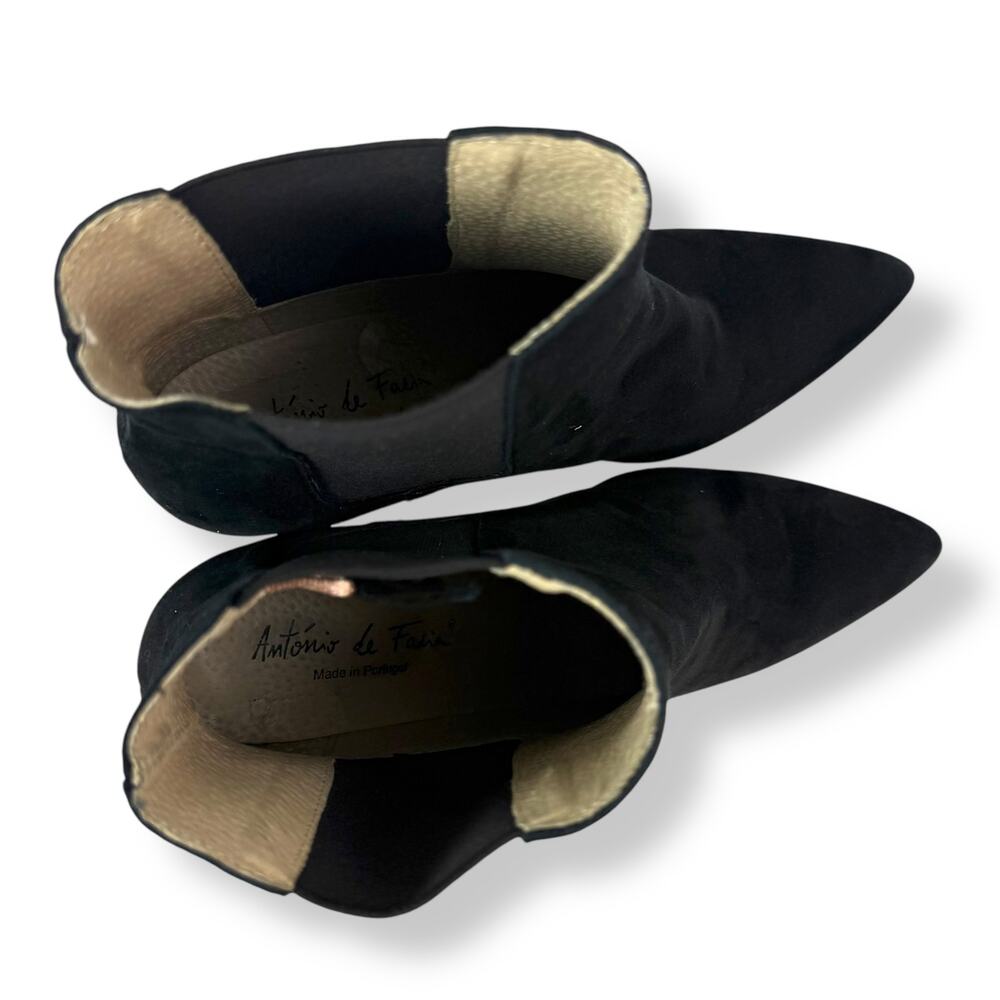 Brand new ANTONIO DE FARIA Portugal black suede pointed toe Chelsea heeled boots - Picture 11 of 16